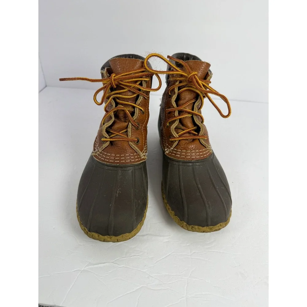LL Bean 6 Inch Bean Boots Womens 7 M Brown Leather Duck Boots Made in Maine